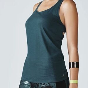 Fabletics Lauren Tank Green Strappy Open-Back Going Out Top XXS Extra Small